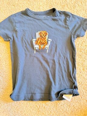 Crewcuts Blue Short Sleeve Tee with Dog on Chair Graphic
